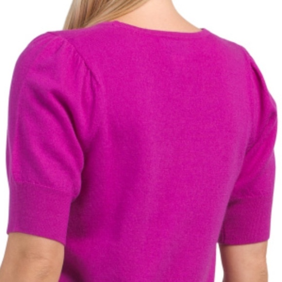 RACHEL ZOE Merino Wool Elbow Sleeve Crew Neck Sweater With Puff Sleeves size XL - Picture 3 of 4